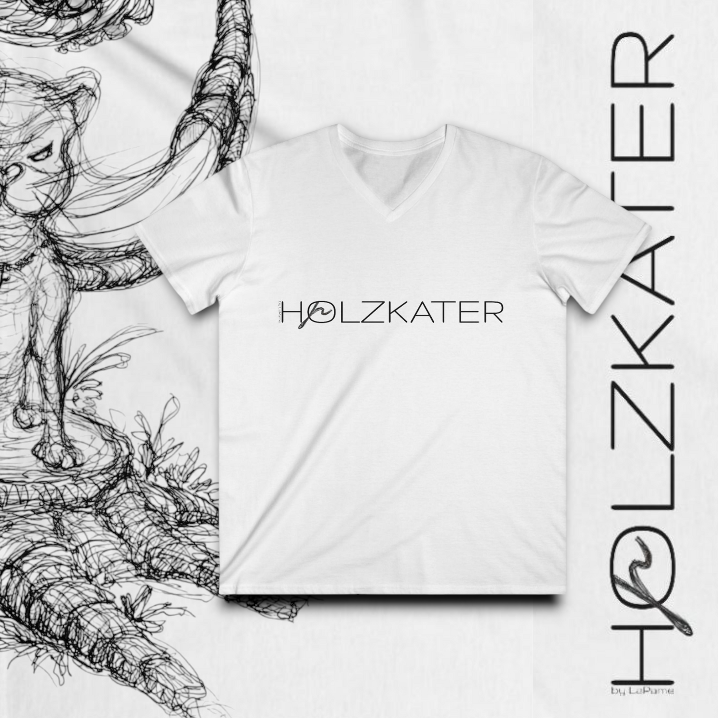 HOLZKATER by LaPame - Artistic Logo Interpretation by PhiAuteria - V Neck Shirt